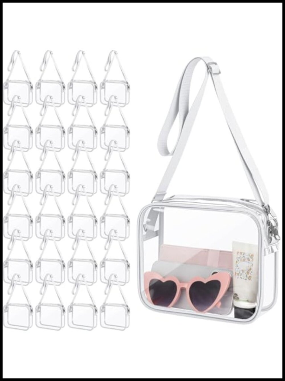 Clear Crossbody Bag Bulk 12 Pack PVC Stadium Approved Messenger Purse for